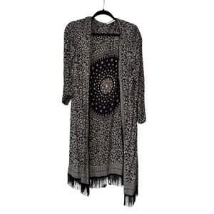 Mango Black and White Floral Kimono